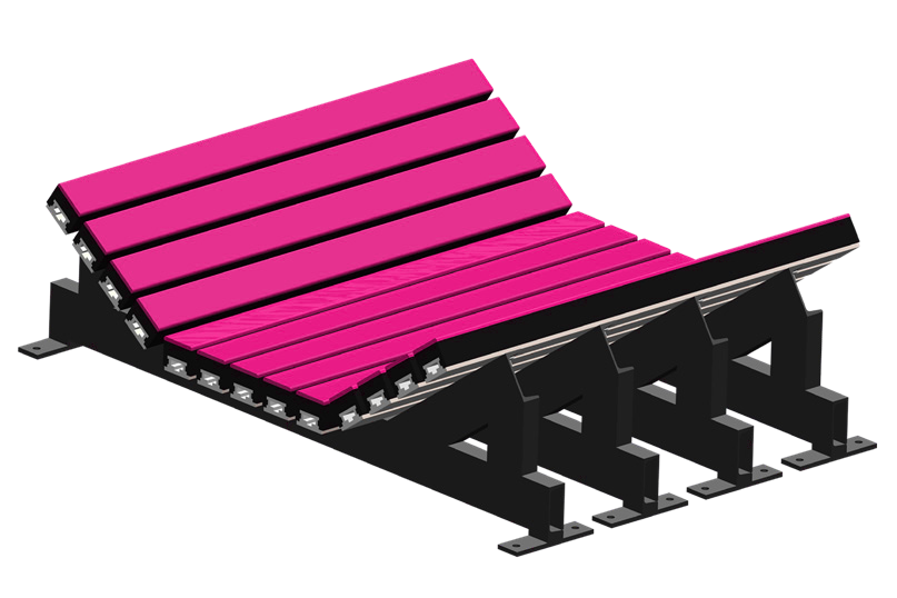 Impact buffer bed with polymer shock-absorbing bars